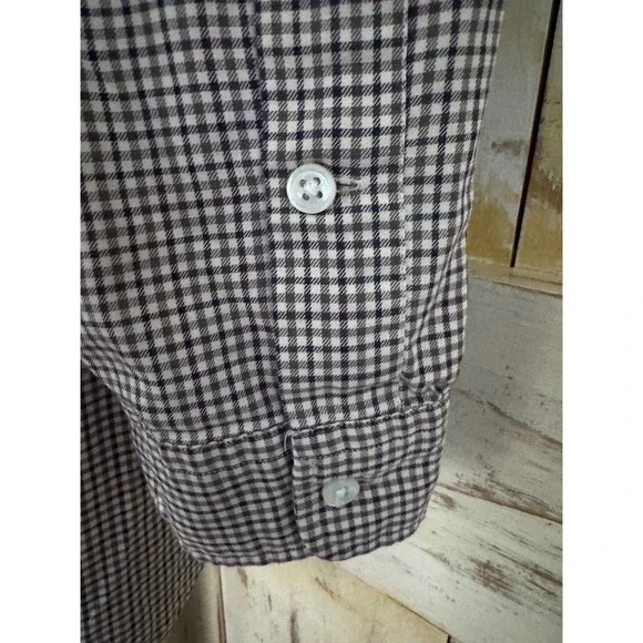 Ralph Lauren Blake 100% Cotton Button Down Shirt Long Sleeves Gingham Brown XL - Picture 2 of 8